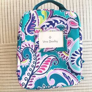 Vera Bradley Waikiki Teal Blue Paisley Print Zip Closure Insulated Lunch Bag